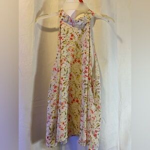 CeCe Cream Floral Halter blouse with Pink & Olive Print